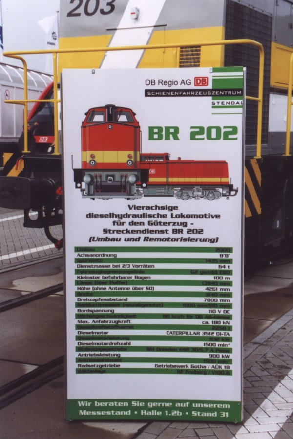 [Schautafel Modernisierung BR 202 auf der Innotrans 2000]