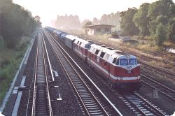 [MEG 206 und 207 durchfahren im August 2001 den Bahnhof Kaulsdorf]